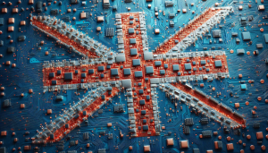 Benefits of working with a UK manufacture - AI generated union flag PCB